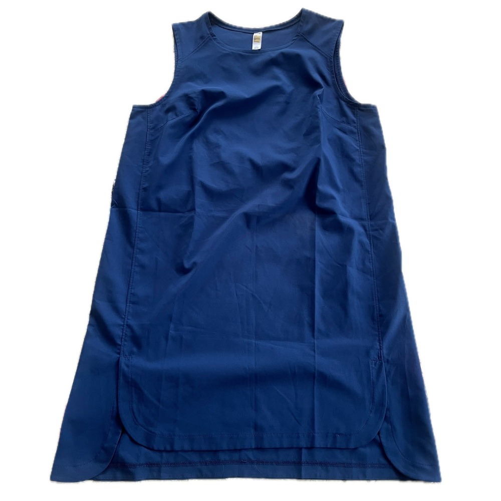 Lole Womens Navy Blue Sleeveless Shift Dress High Low Hem Size L Sporty Chic